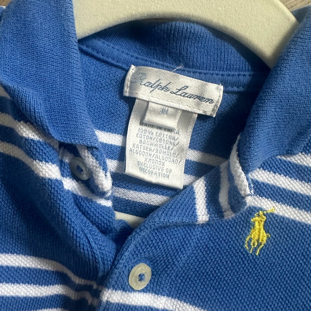Ralph Lauren Blue Striped Baby Romper Shortall in Size 3 Months - Picture 3 of 4